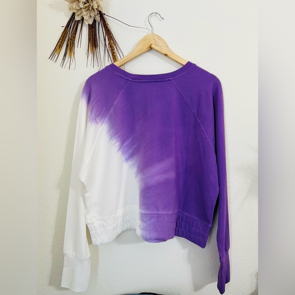 Joy Lab Top French Terry Tie Dye Cropped Sweatshirt White Purple Size XL - Picture 3 of 8